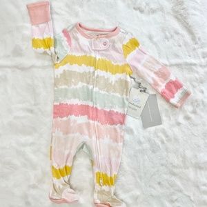Cloud Island Footie Pajamas White Pink Yellow Brown Green Double Zip 0-3M - NWT